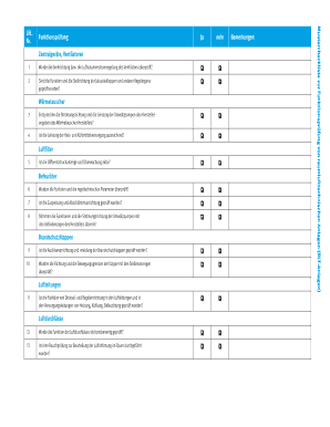 Mustercheckliste zur Funktionsprüfung von raumlufttechnischen Anlagen