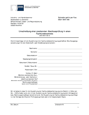 Antrag auf Ausstellung einer Fachkundebescheinigung