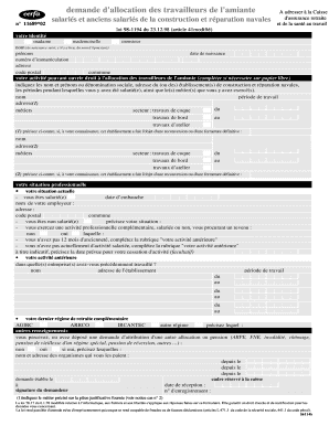 Demande d'allocation des travailleurs de l'amiante