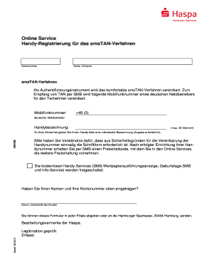 Handy-Registrierung für das smsTAN-Verfahren