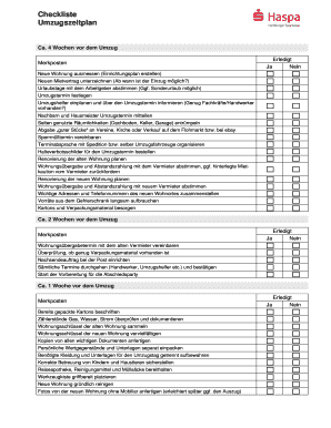 Checkliste Umzugszeitplan