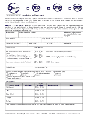 Application for Employment