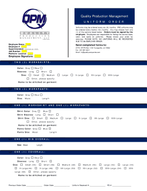 Uniform Order Form