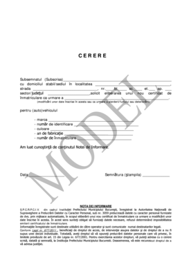 Romania Vehicle Registration Certificate Request