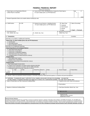 Federal Financial Report Form 425