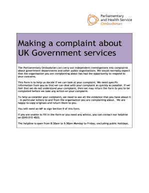 UK Government Complaint Form