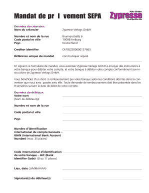 Mandat de prélèvement SEPA