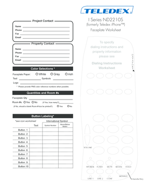 Telephone Faceplate Worksheet