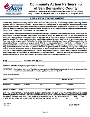 Community Action Partnership Employment Application
