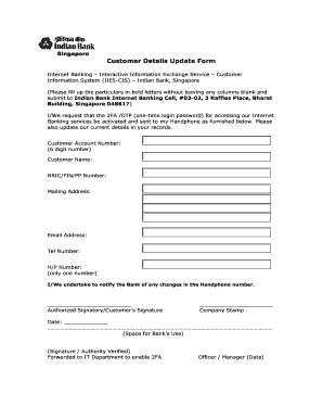 Customer Details Update Form