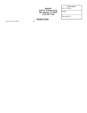 SpaySA Pet Surgery Form
