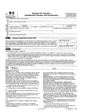 W-9 Request for Taxpayer Identification Number and Certification