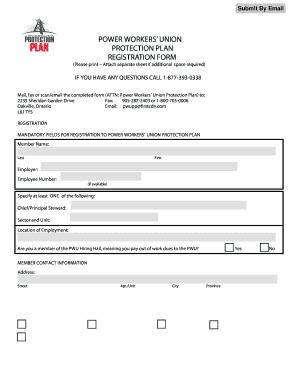 Power Workers' Union Protection Plan Registration Form