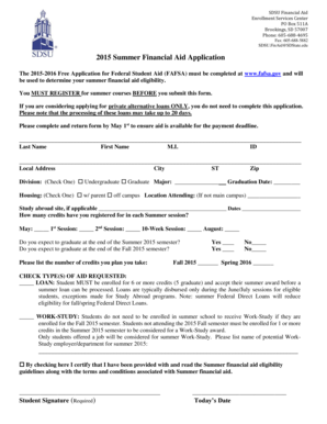 2015 Summer Financial Aid Application