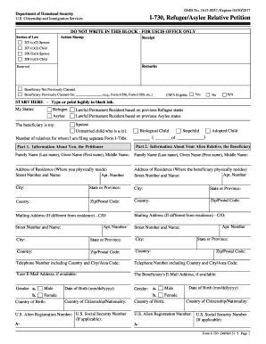 USCIS Form I-730 Refugee/Asylee Relative Petition