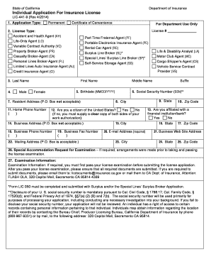 California Insurance License Application