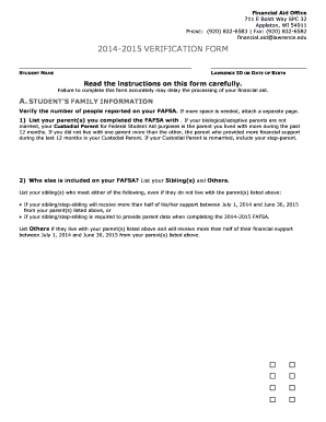 2014-2015 Verification Form