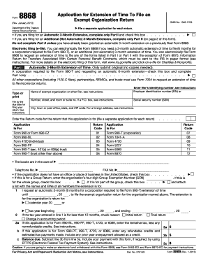 Form 8868 Application for Extension of Time