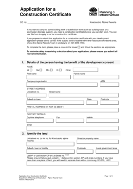 Construction Certificate Application