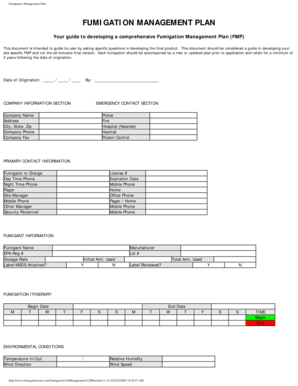 Fumigation Management Plan Template
