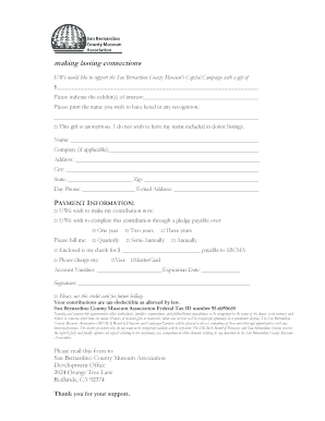 San Bernardino County Museum Donation Form