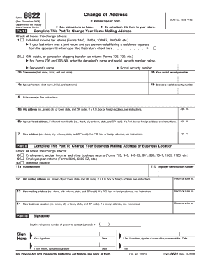 IRS Form 8822 Change of Address