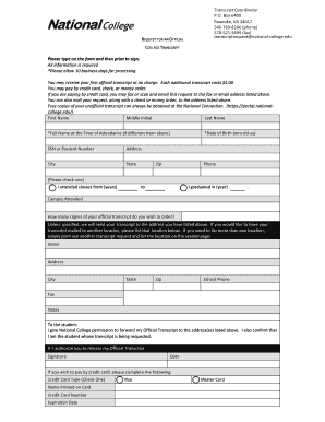 College Transcript Request Form