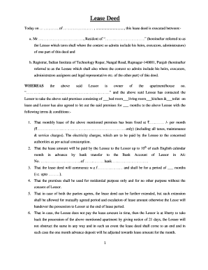 Lease Deed Agreement