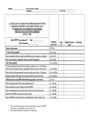 Storm Water Pollution Prevention Plan Checklist