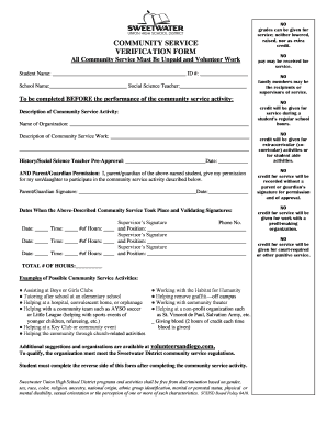 Community Service Verification Form