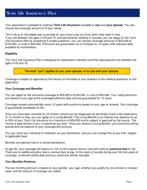 Term Life Insurance Application Form