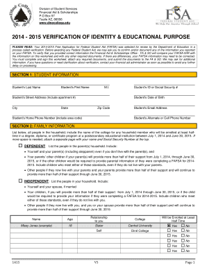 2014-2015 Verification of Identity and Educational Purpose