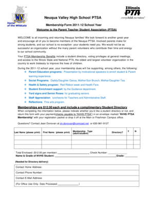 Neuqua Valley High School PTSA Membership Form