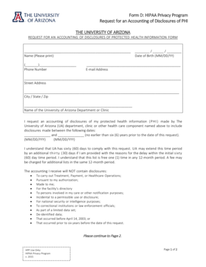 HIPAA Privacy Program Request for Accounting of Disclosures