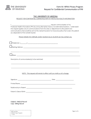 HIPAA Privacy Program Request for Confidential Communication
