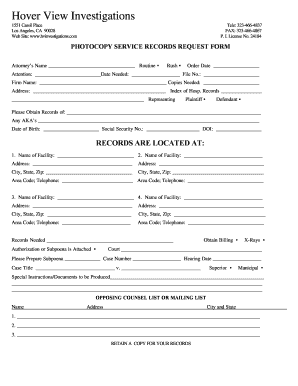 Photocopy Service Records Request Form