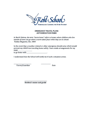 Emergency Travel Plans Authorization Form