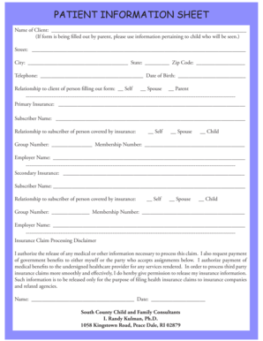 Patient Information Sheet