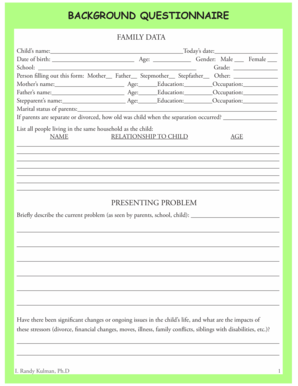 Child Background Questionnaire