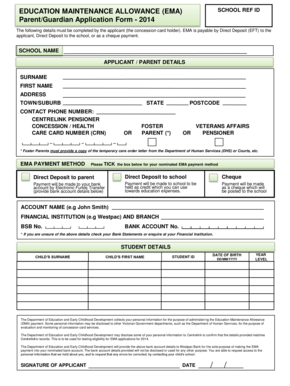 Education Maintenance Allowance Application Form