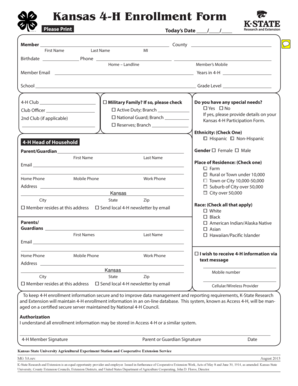 Kansas 4-H Enrollment Form