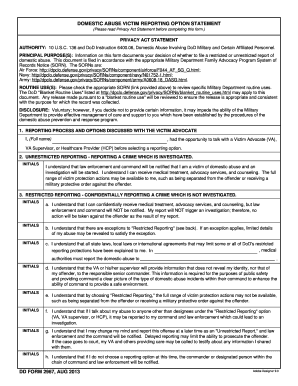 Domestic Abuse Victim Reporting Option Statement