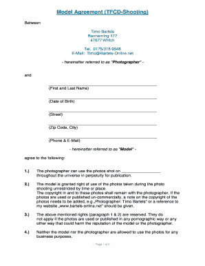 Model Agreement for Photography