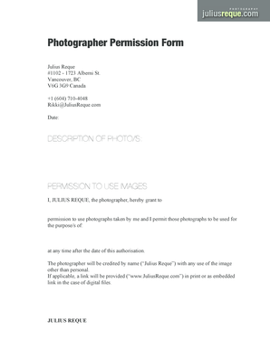 Photographer Permission Form