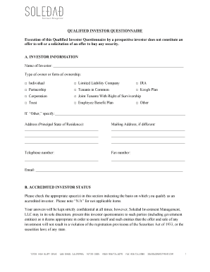 Qualified Investor Questionnaire