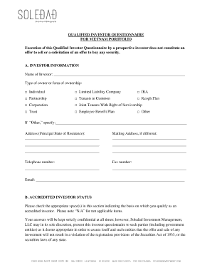 Qualified Investor Questionnaire