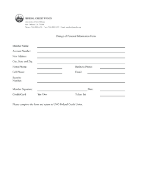 Change of Personal Information Form