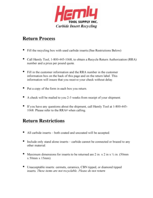 Carbide Insert Recycling Form