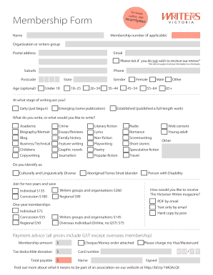 Writers Victoria Membership Form