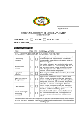 Radiotherapy Licence Application Review Form